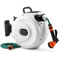 Gymax 1/2 Inch x 20m + 2m Retractable Hose Reel With Auto-rewind Wall Mount in White