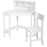 KORVIXA White Study Table & 1 Chairs, Wooden Study Computer Desk | Size: 50 cm x 70 cm