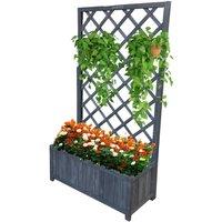 Nordara Grey Wooden Rectangular Planter with Lattice Trellis, Flower Plant Box | Size: 1.25kg