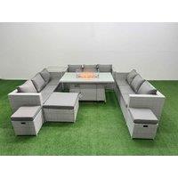Fimous PE Rattan Set Outdoor Garden Furniture Set with 3 Seater Sofa in Light Grey