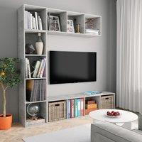Berkfield Home 3 Piece Book/TV Cabinet Set Concrete Grey 180x30x180 cm | Size: 180 x 30 x 180 cm