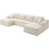 Levede Modular Sectional Sofa Bed 3 Seater U Shaped Convertible Soft Boneless in Beige