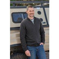 WoolOvers Men's Essential Cotton Zip Cardigan in Grey | Size: 2XL