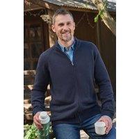 WoolOvers Men's Essential Cotton Zip Cardigan in Navy | Size: 2XL