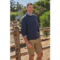 WoolOvers Men's Moss Stitch Essential Crew Neck Jumper in Navy | Size: 2XL
