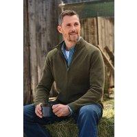 WoolOvers Men's Essential Cotton Zip Cardigan in Dark Green | Size: 2XL