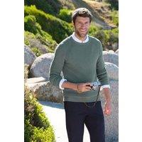 WoolOvers Men's Moss Stitch Essential Crew Neck Jumper in Mint | Size: 2XL