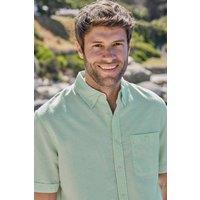 WoolOvers Men's Short Sleeve Sunbleached Shirt in Green | Size: 2XL