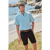WoolOvers Men's Short Sleeve Sunbleached Shirt in Blue | Size: 2XL
