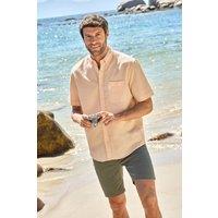 WoolOvers Men's Short Sleeve Sunbleached Shirt in Peach | Size: 2XL