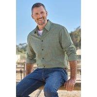 WoolOvers Men's Textured Stripe Long Sleeve Shirt in Green | Size: 2XL
