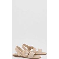 Wallis Women's Sandie Faux Suede Buckle Detail Asymmetrical Flat Sandals in Beige | Size: 5