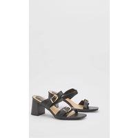 Wallis Women's Axel Faux Leather Buckle Detail Block Heel Mules in Black | Size: 7