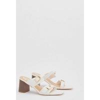 Wallis Women's Axel Faux Leather Buckle Detail Block Heel Mules in White | Size: 4