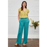 Nomads Clothing Women's Crinkle Viscose Straight Leg Trousers in Aqua | Size: 14