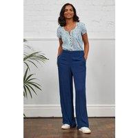 Nomads Clothing Women's Crinkle Viscose Straight Leg Trousers in Indigo | Size: 8