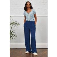 Nomads Clothing Women's Crinkle Viscose Straight Leg Trousers in Indigo | Size: 12