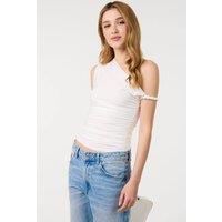 Pink Vanilla Women's Ivory Twist Shoulder Top | Size: Small