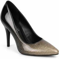 Anne Michelle Women's Ombre Glitter Pointed Court Heels in Metallic Gold | Size: 7