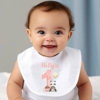 Aye Do Gifts Women's Personalised Pink 1st Birthday Panda Baby Outfit: Bib in White