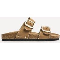 Linzi Women's Kelsie Mocha Double Buckle Sandals in Brown | Size: 6-Standard Fit