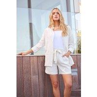 Long Tall Sally Women's Tall High Waisted Tie Front Shorts in Cream | Size: 10