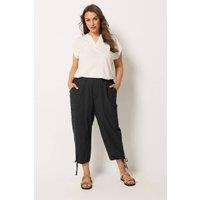 Yours Women's Cropped Cargo Trousers in Black | Size: 30-32