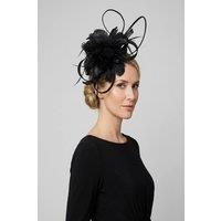 Vellin Women's Sinamay Loop & Feather Flower Fascinator in Black