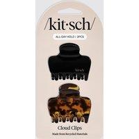 Kitsch Women's Plastic Medium Cloud Clips 2pc Set - Black & Tort