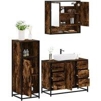 Berkfield Home 3 Piece Bathroom Furniture Set Smoked Oak Engineered Wood in Brown