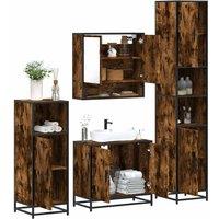 Berkfield Home 4 Piece Bathroom Furniture Set Smoked Oak Engineered Wood in Brown