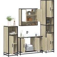 Berkfield Home 4 Piece Bathroom Furniture Set Sonoma Oak Engineered Wood in Brown