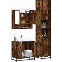 Berkfield Home 3 Piece Bathroom Furniture Set Smoked Oak Engineered Wood in Brown