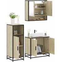 Berkfield Home 3 Piece Bathroom Furniture Set Sonoma Oak Engineered Wood in Brown