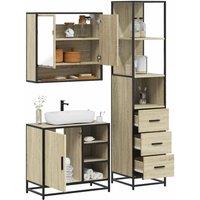 Berkfield Home 3 Piece Bathroom Furniture Set Sonoma Oak Engineered Wood in Brown