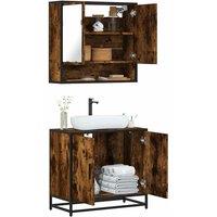 Berkfield Home 2 Piece Bathroom Furniture Set Smoked Oak Engineered Wood in Brown