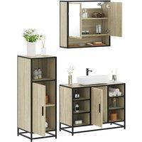 Berkfield Home 3 Piece Bathroom Furniture Set Sonoma Oak Engineered Wood in Brown