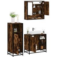 Berkfield Home 3 Piece Bathroom Furniture Set Smoked Oak Engineered Wood in Brown