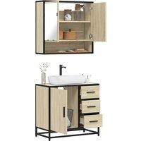 Berkfield Home 2 Piece Bathroom Furniture Set Sonoma Oak Engineered Wood in Brown
