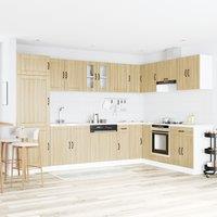 Berkfield Home Kitchen Cabinet 'Lucca' with Double Sinks in Sonoma Oak Engineered Wood in Beige