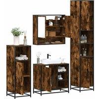 Berkfield Home 4 Piece Bathroom Furniture Set Smoked Oak Engineered Wood in Brown