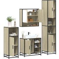 Berkfield Home 4 Piece Bathroom Furniture Set Sonoma Oak Engineered Wood in Brown