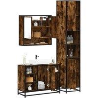 Berkfield Home 3 Piece Bathroom Furniture Set Smoked Oak Engineered Wood in Brown