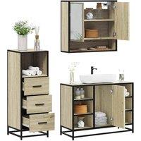 Berkfield Home 3 Piece Bathroom Furniture Set Sonoma Oak Engineered Wood in Brown