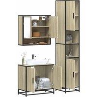 Berkfield Home 3 Piece Bathroom Furniture Set Sonoma Oak Engineered Wood in Brown