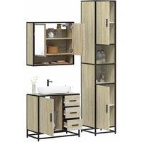 Berkfield Home 3 Piece Bathroom Furniture Set Sonoma Oak Engineered Wood in Brown