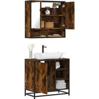 Berkfield Home 2 Piece Bathroom Furniture Set Smoked Oak Engineered Wood in Brown