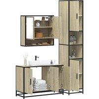 Berkfield Home 3 Piece Bathroom Furniture Set Sonoma Oak Engineered Wood in Brown