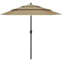 Berkfield Home 3-Tier Parasol with Aluminium Pole Taupe 2.5 m in Beige