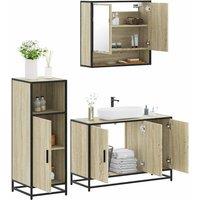Berkfield Home 3 Piece Bathroom Furniture Set Sonoma Oak Engineered Wood in Brown